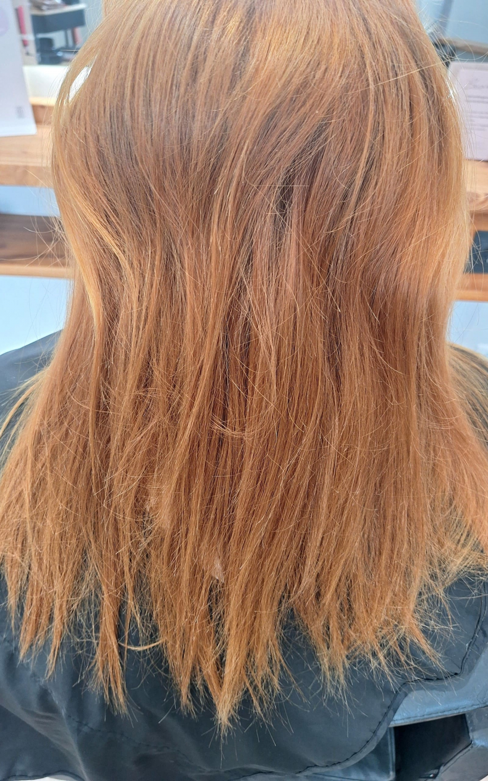 Tressenverdichtung - Vorher orange Haare